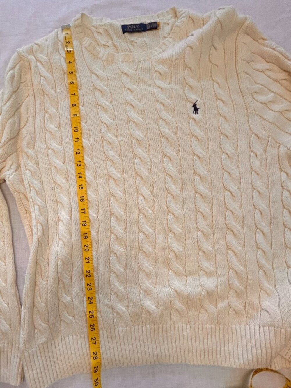 Polo Ralph Lauren men's sweater XXL ivory color cotton knit #preppy #classicfall - Picture 6 of 7